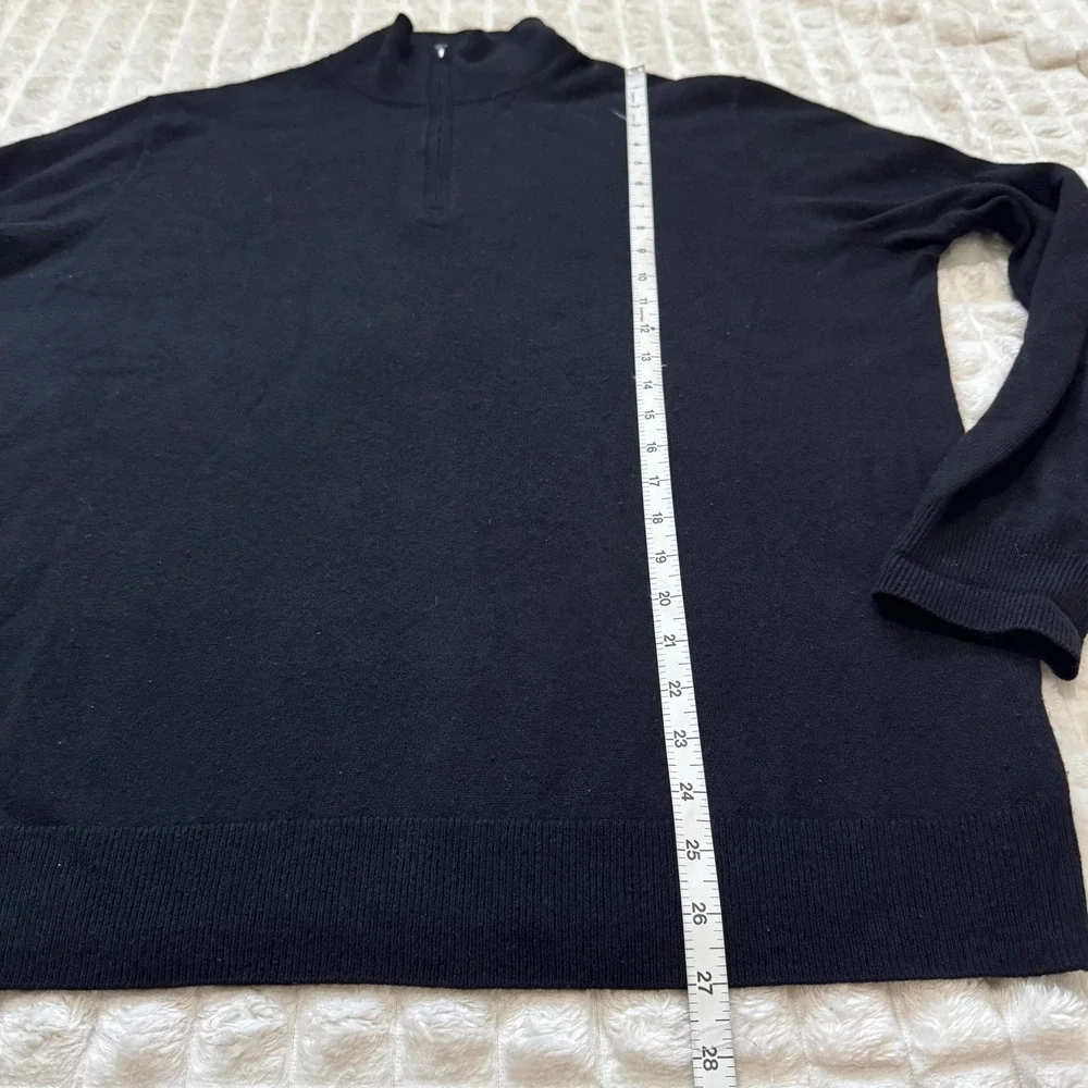 J Crew XL Black 100% Cashmere Midweight 1/4 Quarter Zip Pullover Preppy Classic